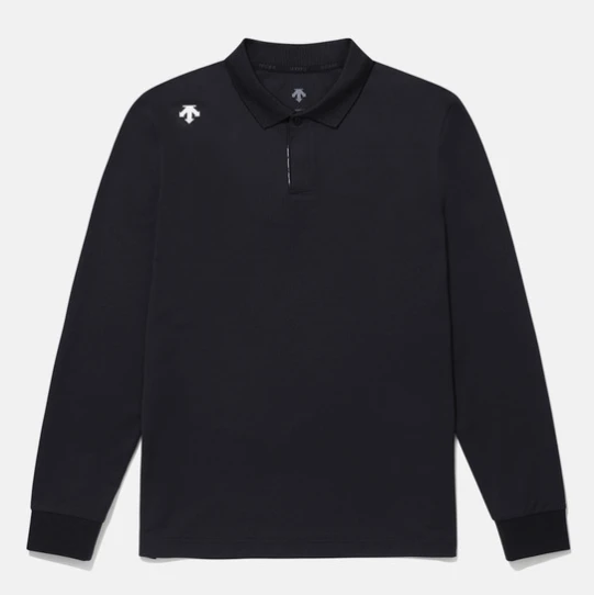 商品DESCENTE|【享贝家】（国内现货-QD）迪桑特 休闲宽松Polo领长袖上衣 男女同款 SP123UPL21-BLK,价格¥477,第1张图片