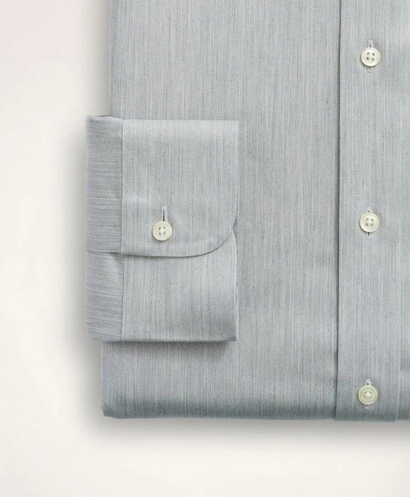 商品Brooks Brothers|Stretch Regent Regular-Fit Dress Shirt, Non-Iron Herringbone Ainsley Collar,价格¥471,第4张图片详细描述