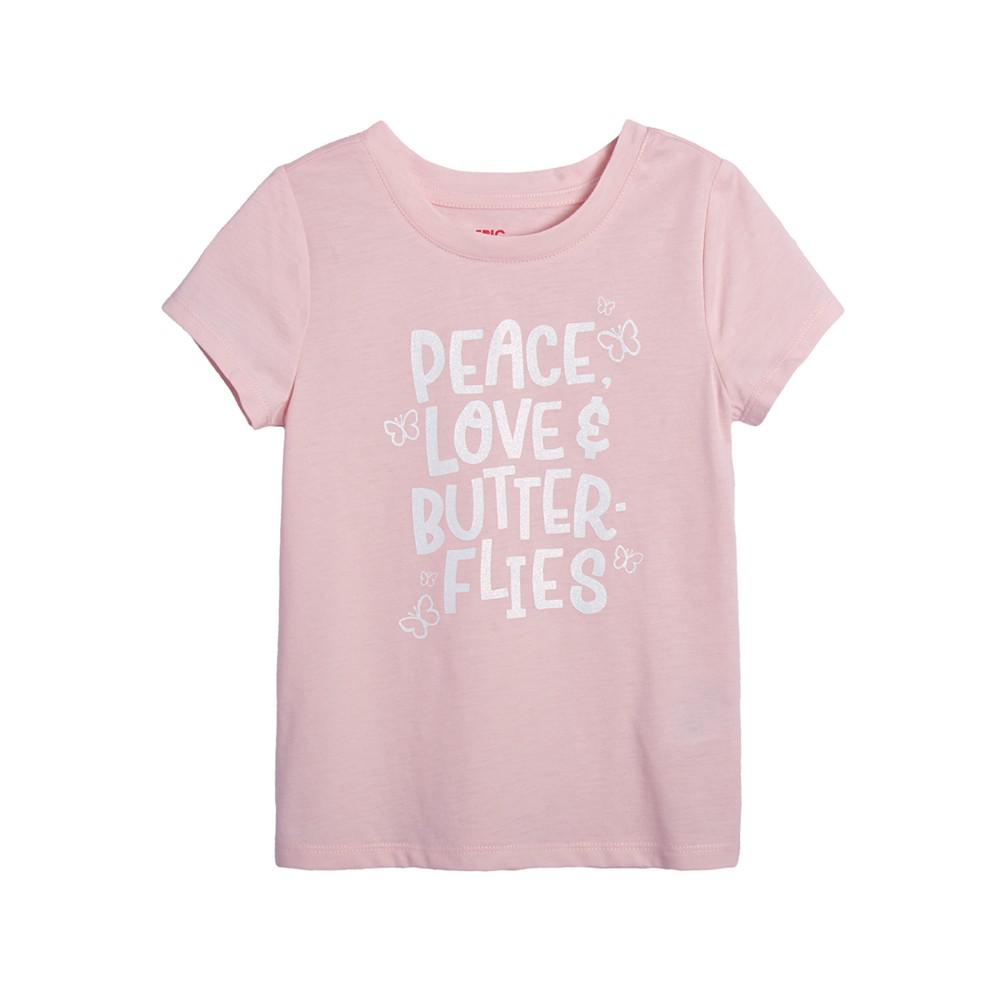 Little Girls Peace Love Butterflies Graphic T-shirt商品第1张图片规格展示