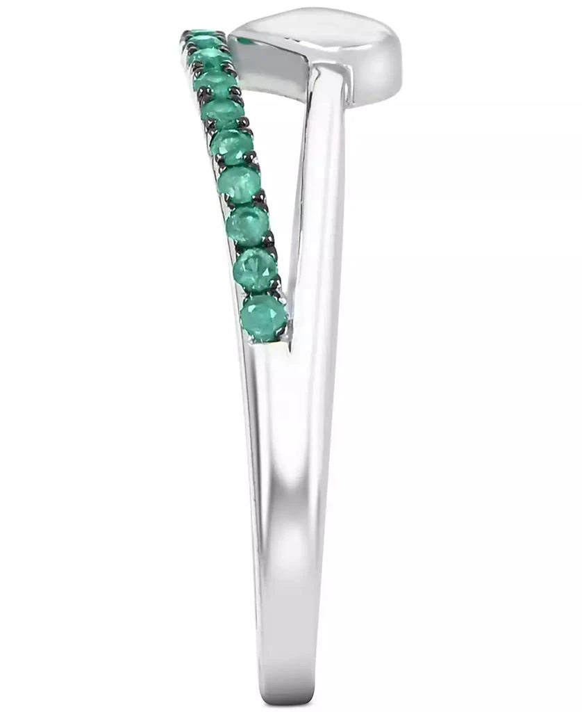 商品Macy's|Emerald & Polished Heart Split Shank Ring (3/8 ct. t.w.) in Sterling Silver (Also in Ruby),价格¥854,第5张图片详细描述