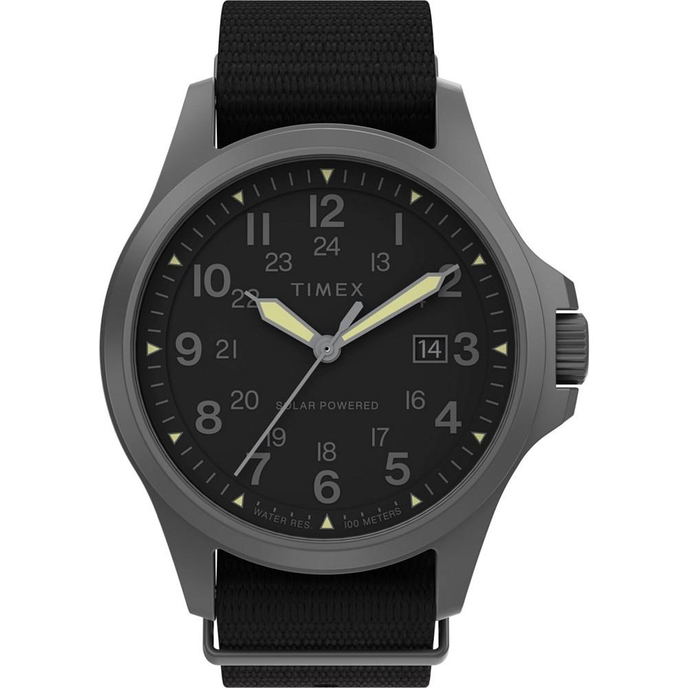 Men's Solar Black Fabric Strap Watch 41 mm商品第1张图片规格展示