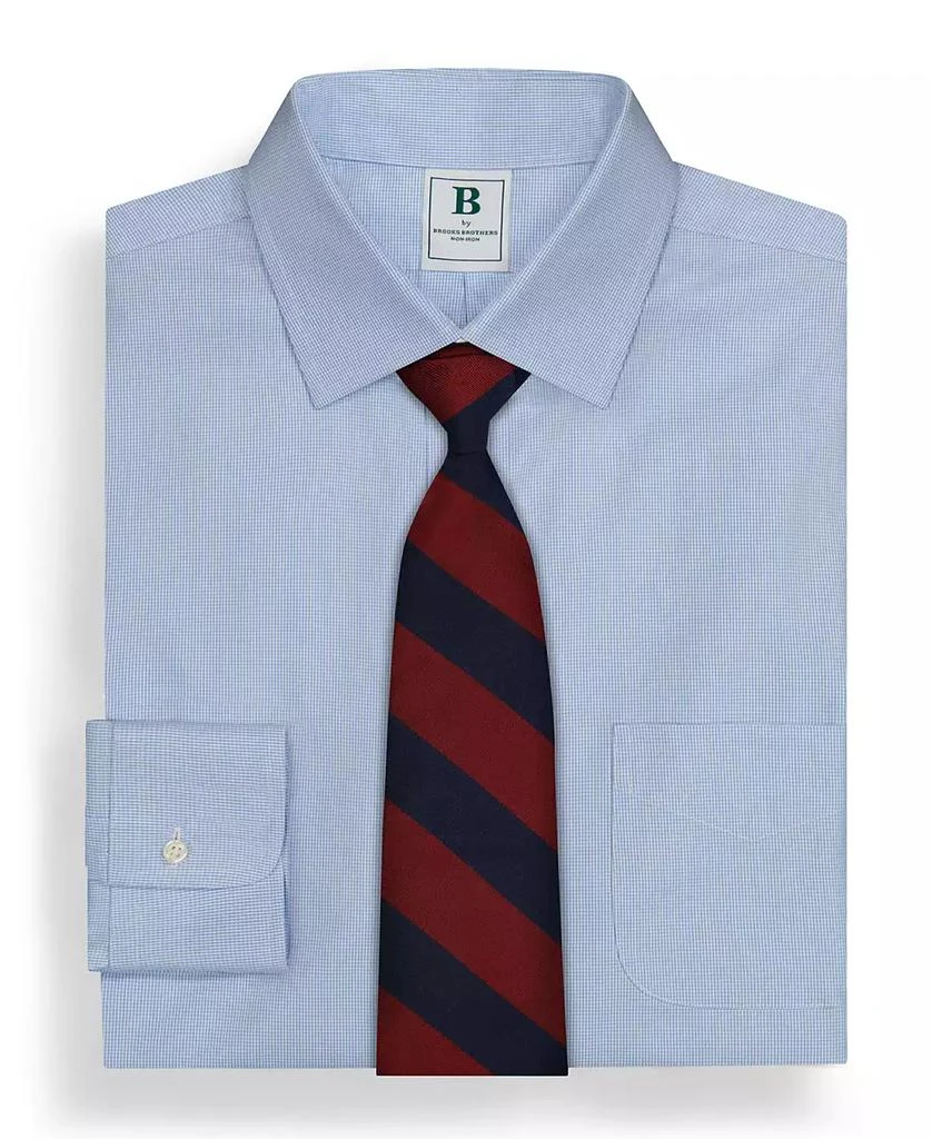 商品Brooks Brothers|Men's Regular Fit Non-Iron Spread Collar Micro-Houndstooth Pinpoint Dress Shirt,价格¥658,第4张图片详细描述