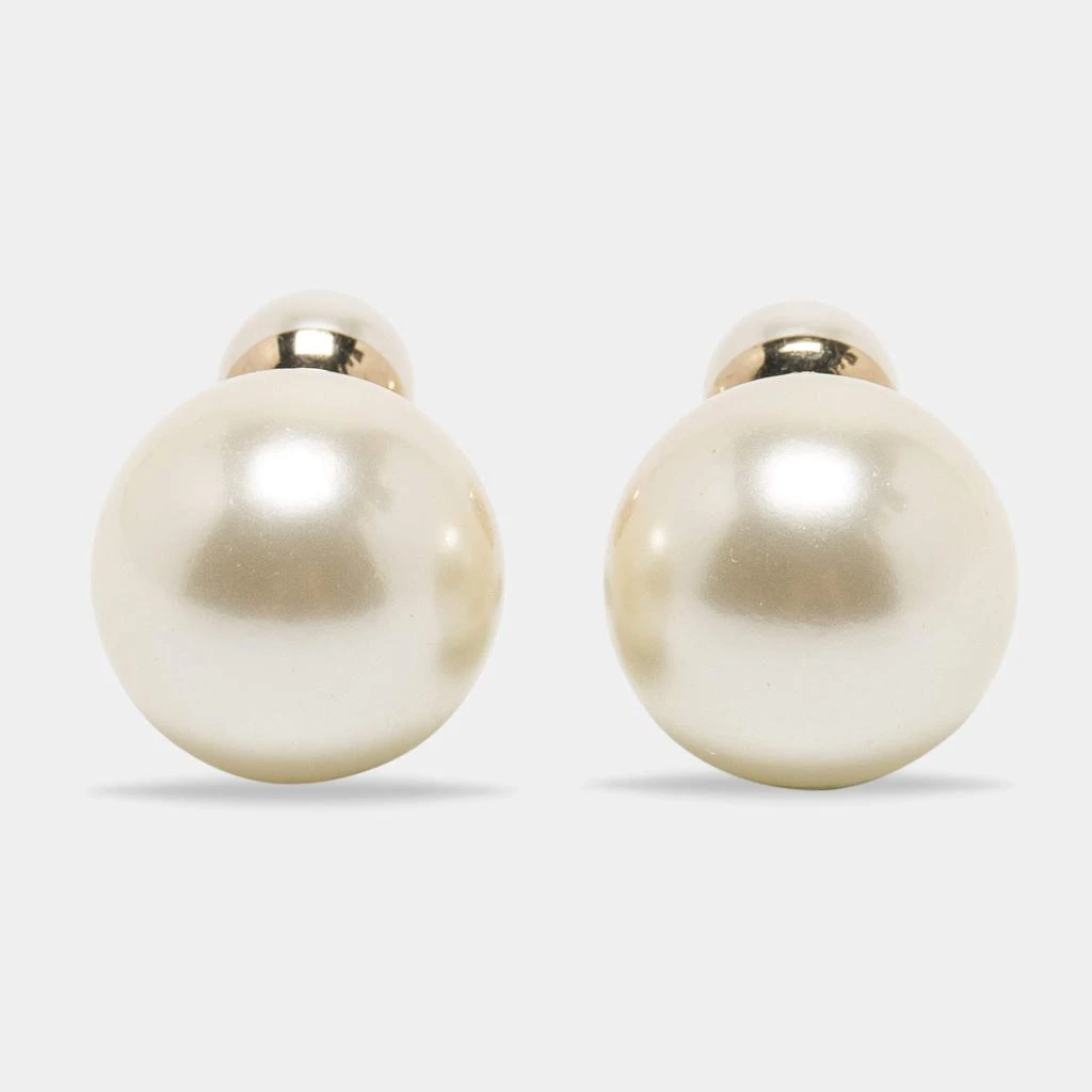 商品[二手商品] Dior|Dior Tribales Faux Pearl Gold Tone Stud Earrings,价格¥3009,第4张图片详细描述