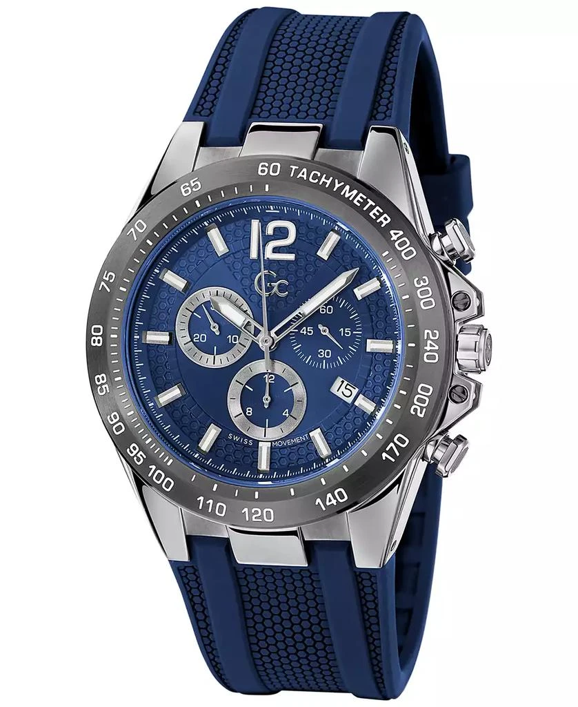 商品GUESS|Gc Audacious Men's Swiss Silver-Tone Stainless Steel Strap Watch 44mm,价格¥3366,第4张图片详细描述