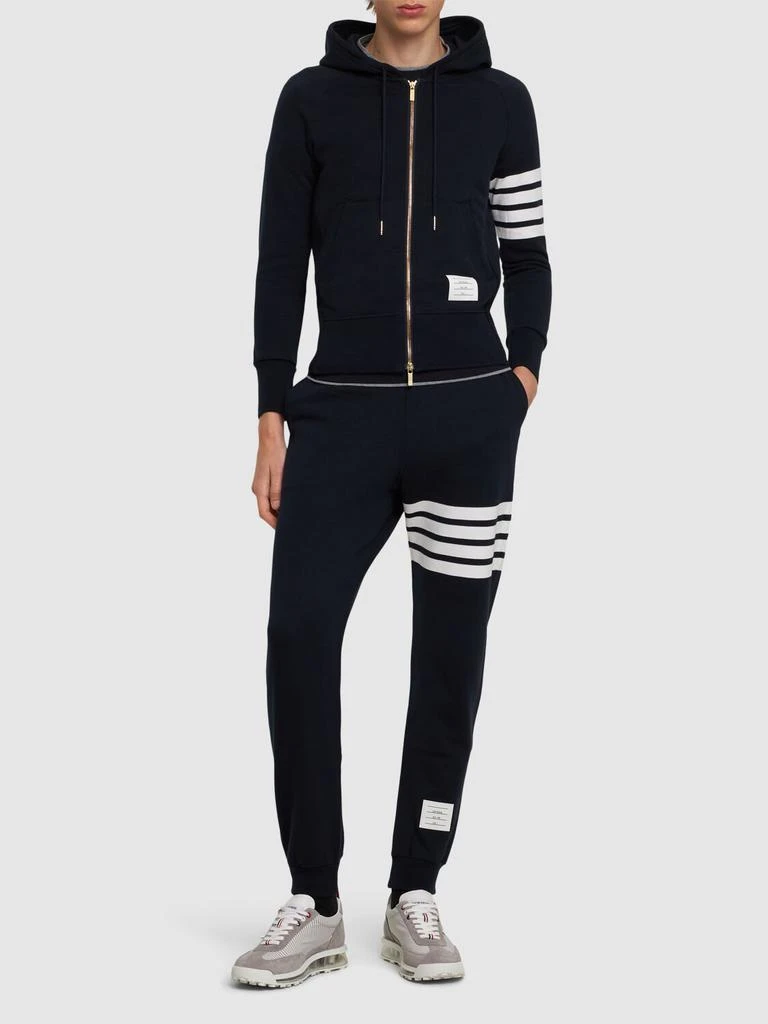 商品Thom Browne|Zip-up Stripes Cotton Sweatshirt Hoodie,价格¥6882,第1张图片