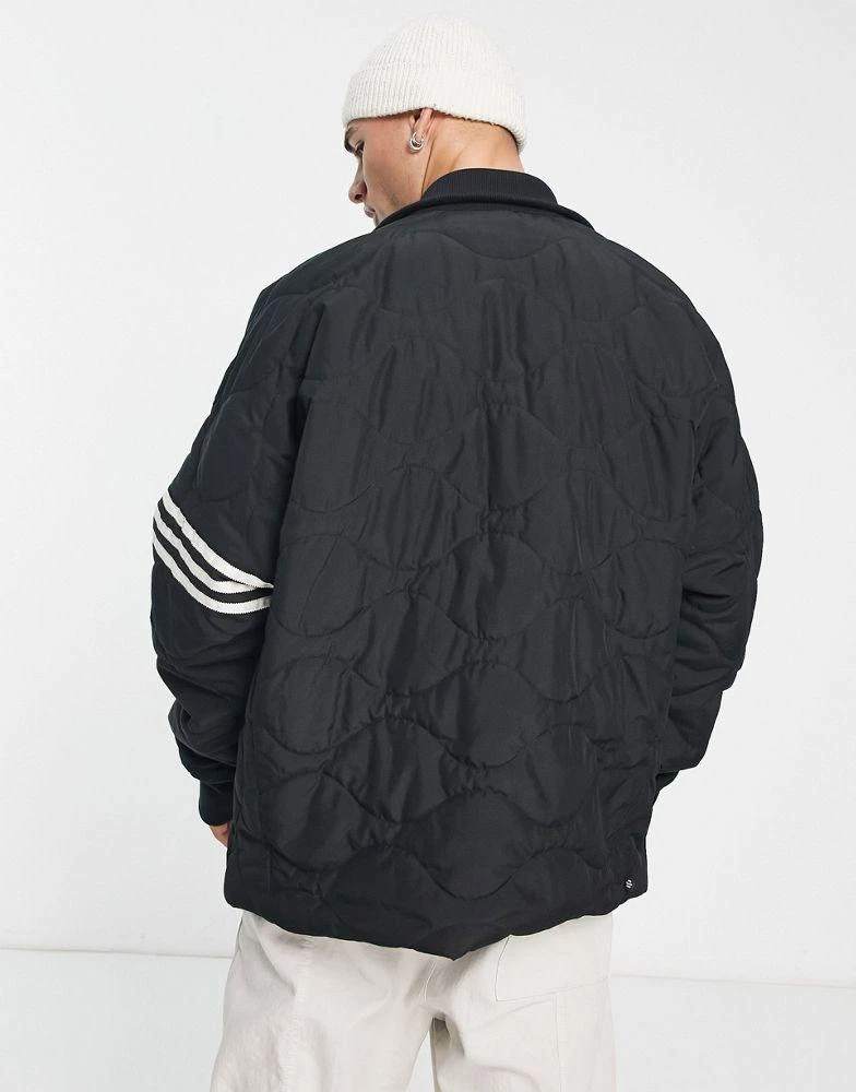 商品Adidas|adidas Originals Neuclassics 3 stripe quilted jacket in black,价格¥703,第2张图片详细描述