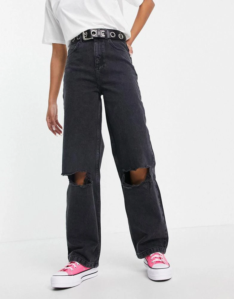 商品Topshop|Topshop Baggy jean with rips in wash black,价格¥189,第3张图片详细描述