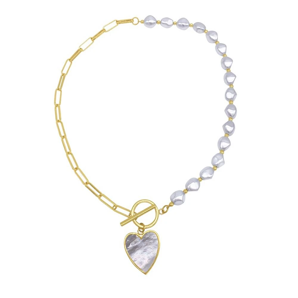 商品ADORNIA|Imitation Pearl and Chain Heart Toggle Necklace,价格¥180,第2张图片详细描述