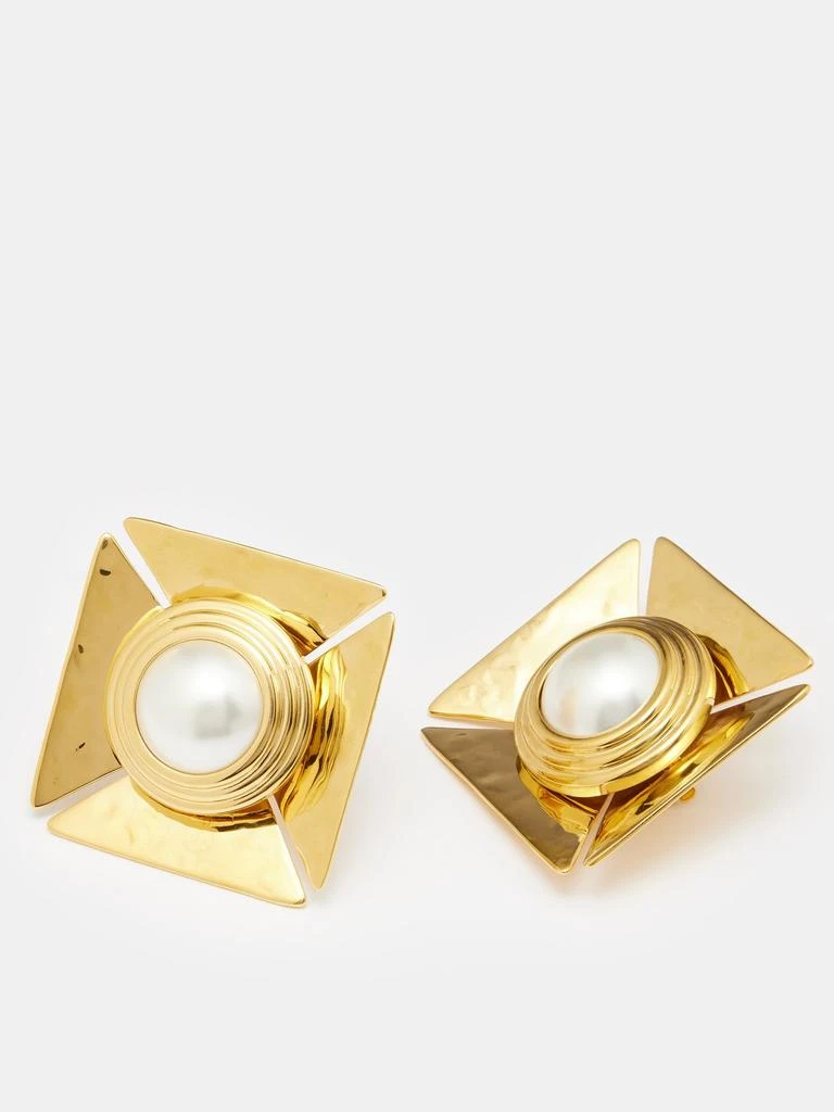 商品Yves Saint Laurent|Pearly square gold-tone clip earrings,价格¥9817,第3张图片详细描述
