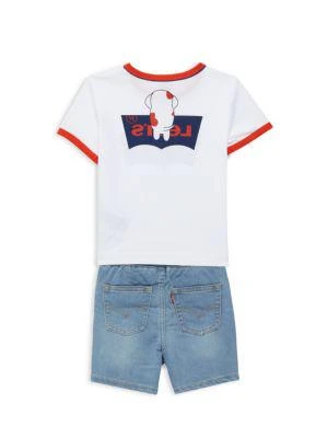 商品Levi's|Little Boy’s 2-Piece Ringer Tee & Jean Shorts Set,价格¥151,第2张图片详细描述