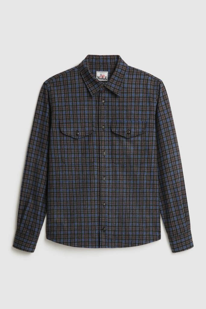 商品Woolrich|Wool Blend Oxbow Flannel Overshirt - Made in USA - Men - Blue,价格¥1559,第1张图片