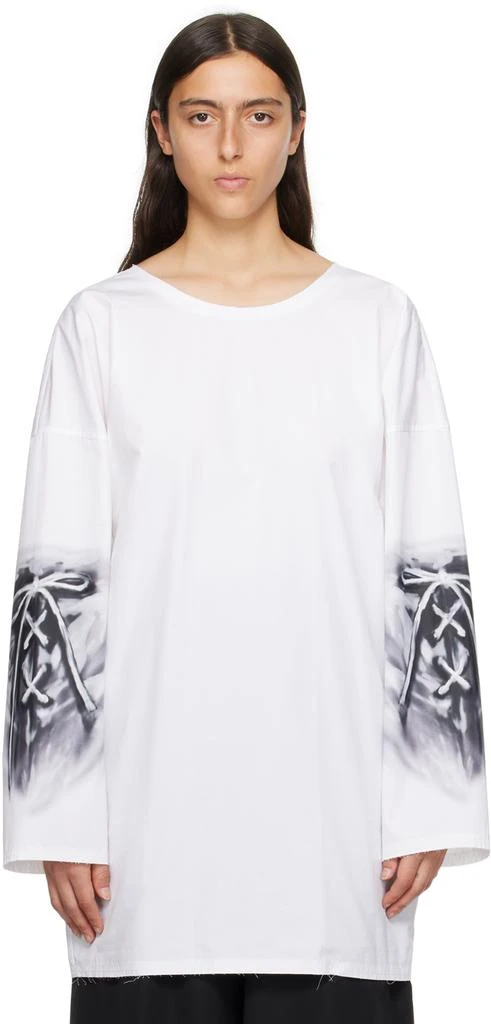 商品We11done|White Raw Edge Long Sleeve T-Shirt,价格¥2440,第1张图片