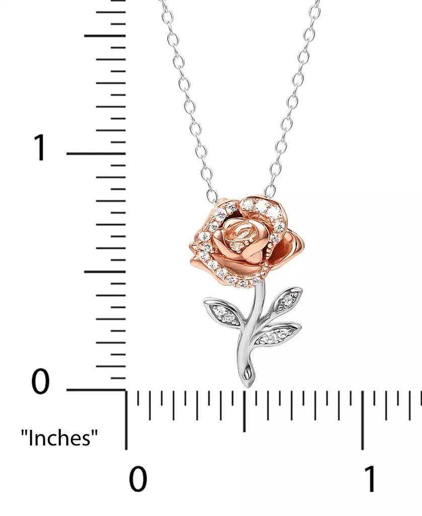 商品Disney|Cubic Zirconia Rose 18" Pendant Necklace in Sterling Silver & 18k Rose Gold-Plate,价格¥235,第3张图片详细描述