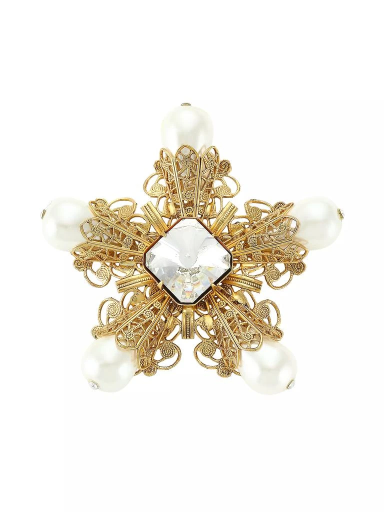 商品Kenneth Jay Lane|Antique Goldplated, Faux Pearl & Crystal Filigree Flower Pin,价格¥1074,第1张图片