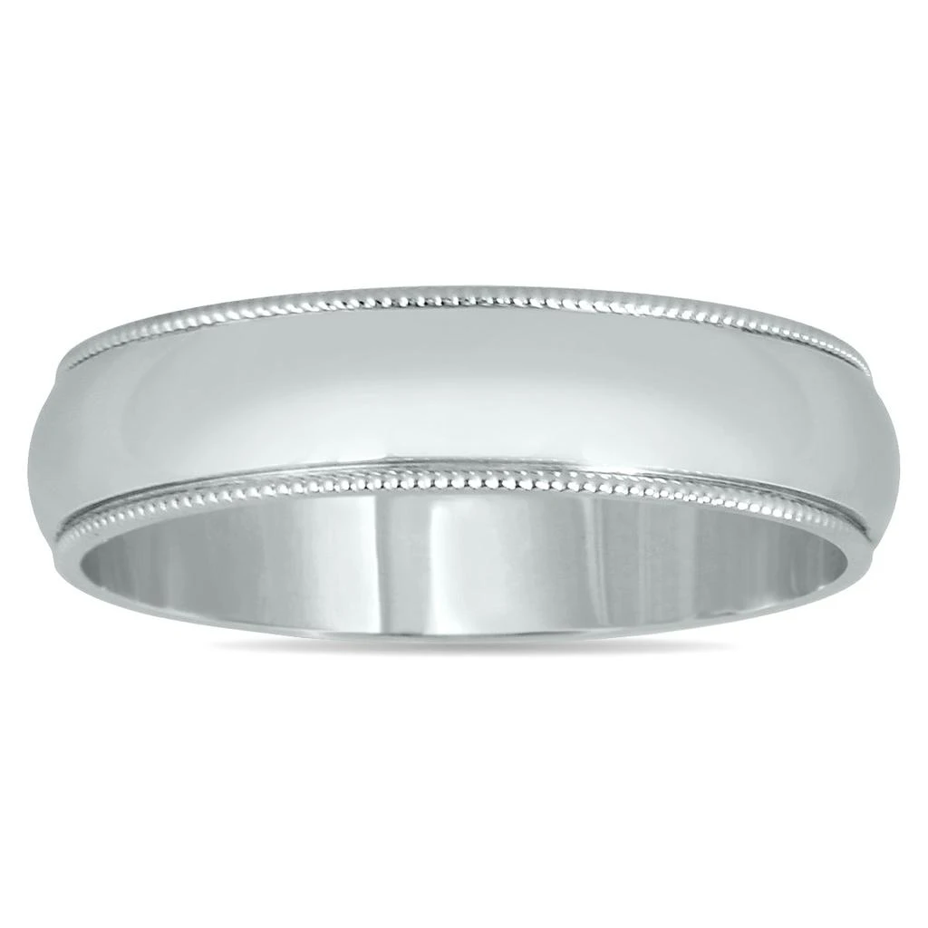 商品SSELECTS|4Mm Milgrain Edge Comfort Fit Wedding Band In 14K White Gold,价格¥3430,第1张图片