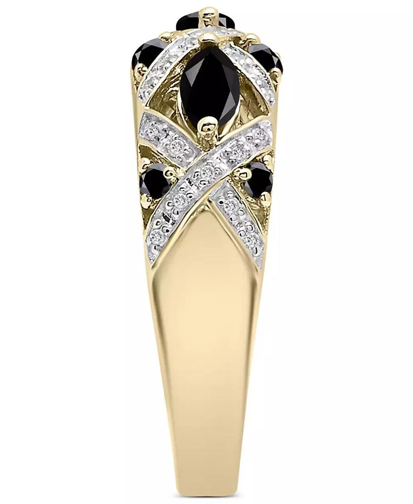 商品Macy's|Onyx & Lab-Grown White Sapphire (1/20 ct. tw.) Cluster Statement Ring in 14k Gold-Plated Sterling Silver,价格¥3086,第4张图片详细描述