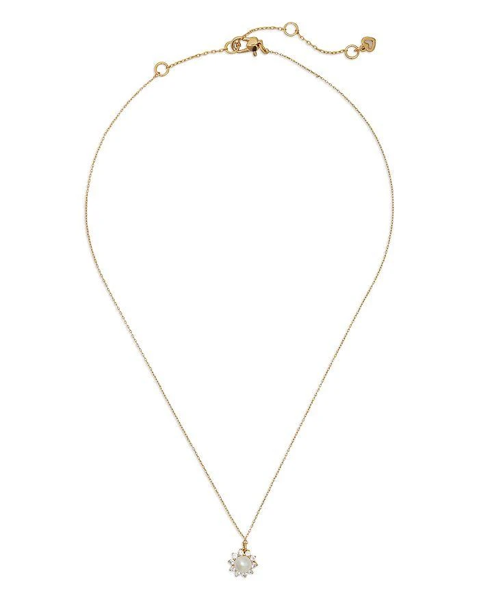 商品Kate Spade|Sunny Pavé & Imitation Pearl Halo Pendant Necklace in Gold Tone, XX"-XX",价格¥307,第2张图片详细描述