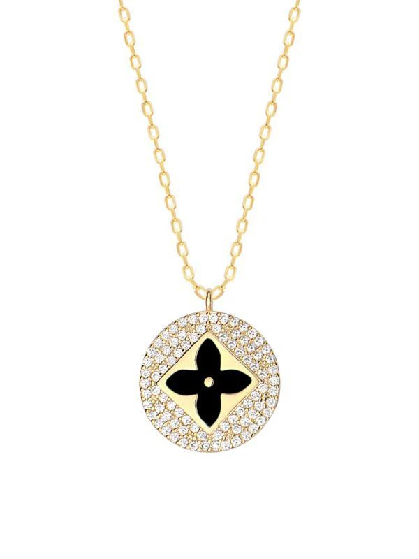 商品Gabi Rielle|14K Goldplated Sterling Silver & Crystal Clover Pendant Necklace,价格¥576,第1张图片
