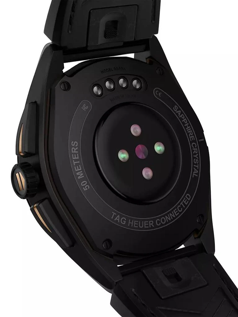 商品TAG Heuer|Connected Calibre E4 Bright Black Edition Titanium, Leather &amp; Rubber Smartwatch/45MM,价格¥22871,第5张图片详细描述