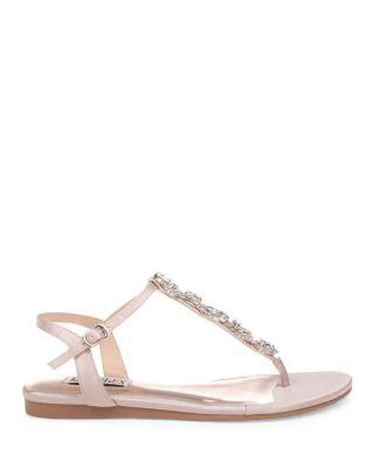 商品Badgley Mischka|Women's Sissi Embellished Satin T-Strap Sandals,价格¥645,第2张图片详细描述