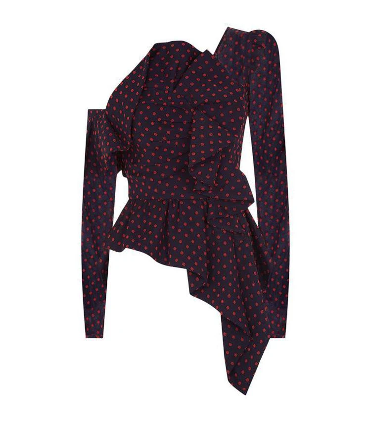 商品Self Portrait|Plumetis Polka Dot Frill Top,价格¥2435,第1张图片