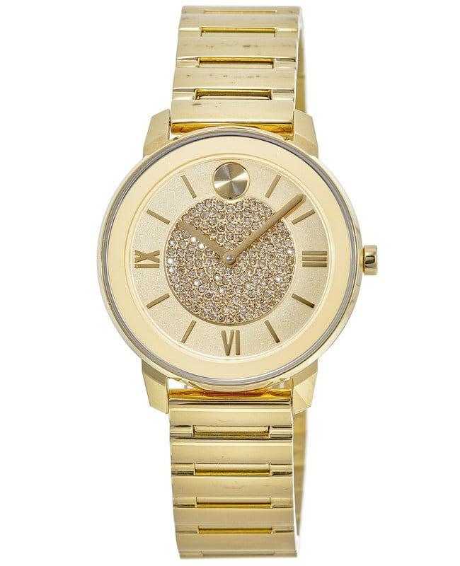 Movado Bold Gold Tone Pave Dial Gold Tone Stainless Steel Women's Watch 3600659-PO商品第1张图片规格展示