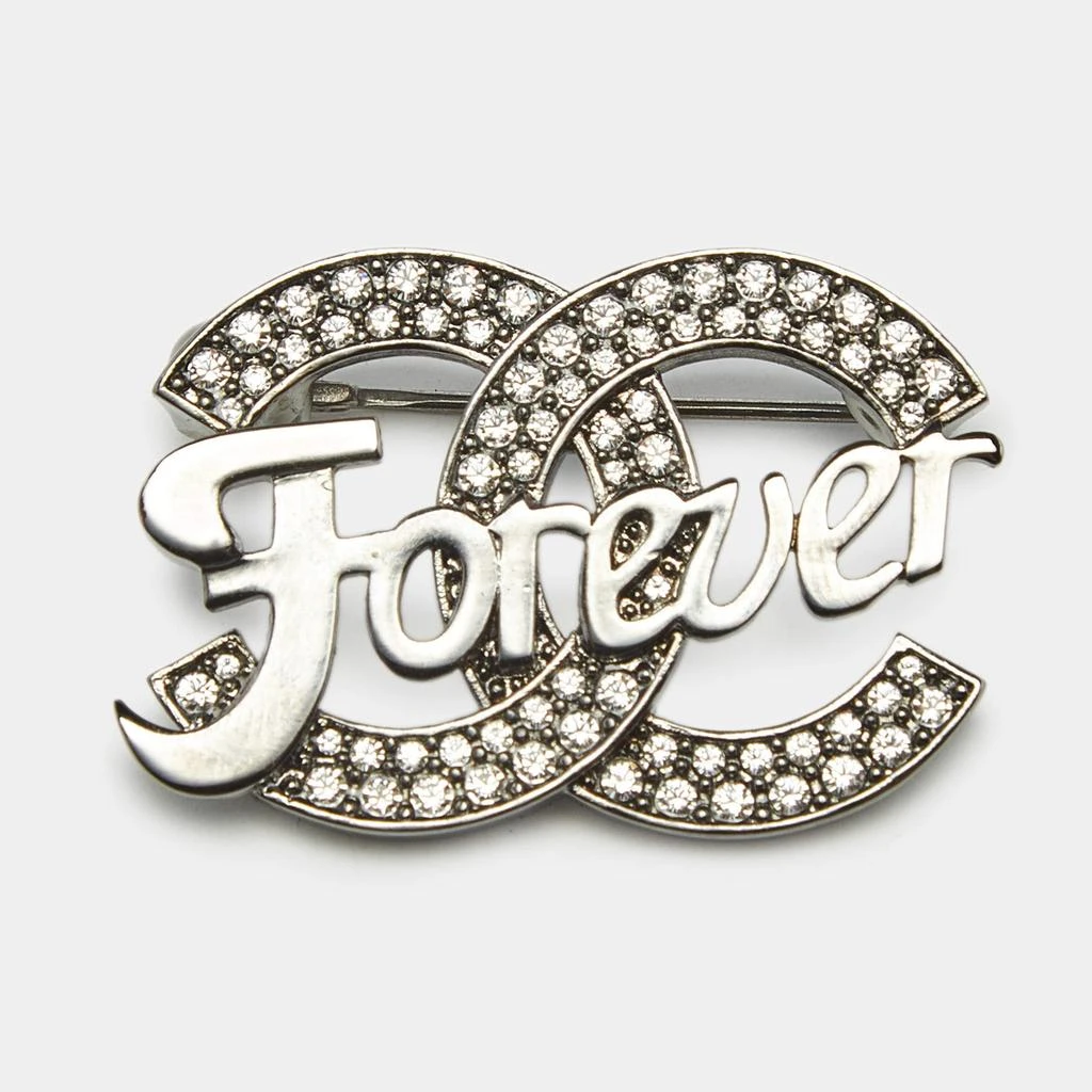 商品[二手商品] Chanel|Chanel CC 'Forever' Crystals Gunmetal Tone Pin Brooch,价格¥3562,第1张图片