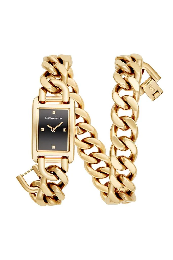 商品Rebecca Minkoff|Moment金色配表链腕表，19x30MM,价格¥2033,第1张图片
