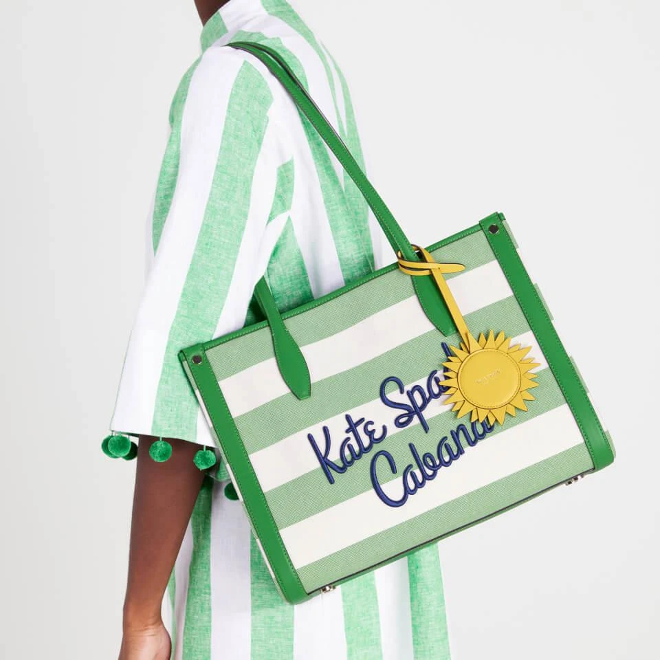 商品Kate Spade|Kate Spade New York Women's Market Cabana Canvas Medium Tote Bag - Green Multi.,价格¥1039,第2张图片详细描述