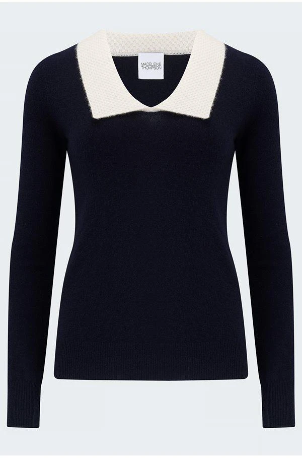 商品Madeleine Thompson|Madeleine Thompson - Jacinta Jumper in Navy, Cream,价格¥1323,第1张图片