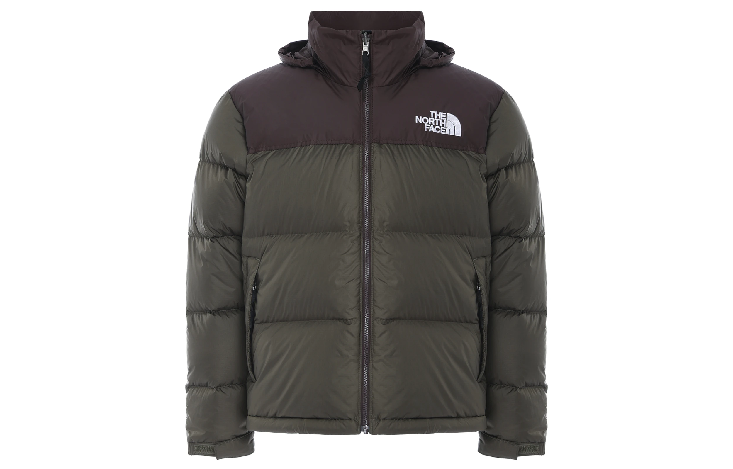 商品[国内直发] The North Face|北面 1996系列 Nuptse 撞色拼接鹅绒羽绒服 女款 复古美拉德棕绿色,价格¥3294,第1张图片