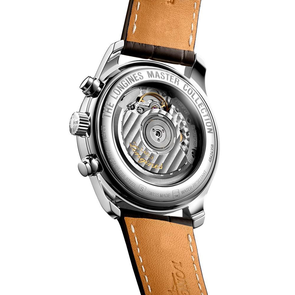 商品Longines|Men's Swiss Automatic Chronograph Master Brown Alligator Leather Strap Watch 40mm L26294783,价格¥22097,第7张图片详细描述