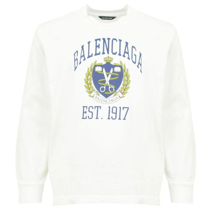 商品Balenciaga|Ivory Long Sleeve Crescent T Shirt,价格¥1081,第1张图片