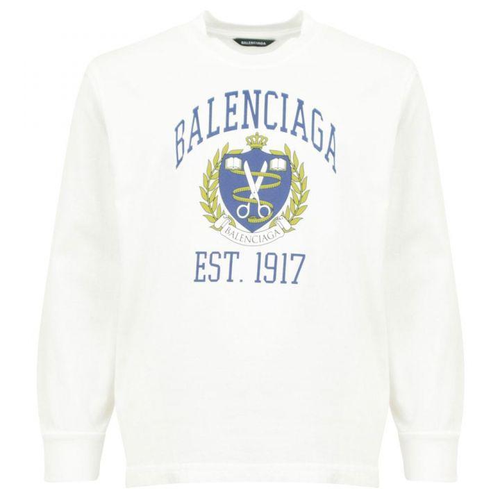商品Balenciaga|Ivory Long Sleeve Crescent T Shirt,价格¥1025,第1张图片
