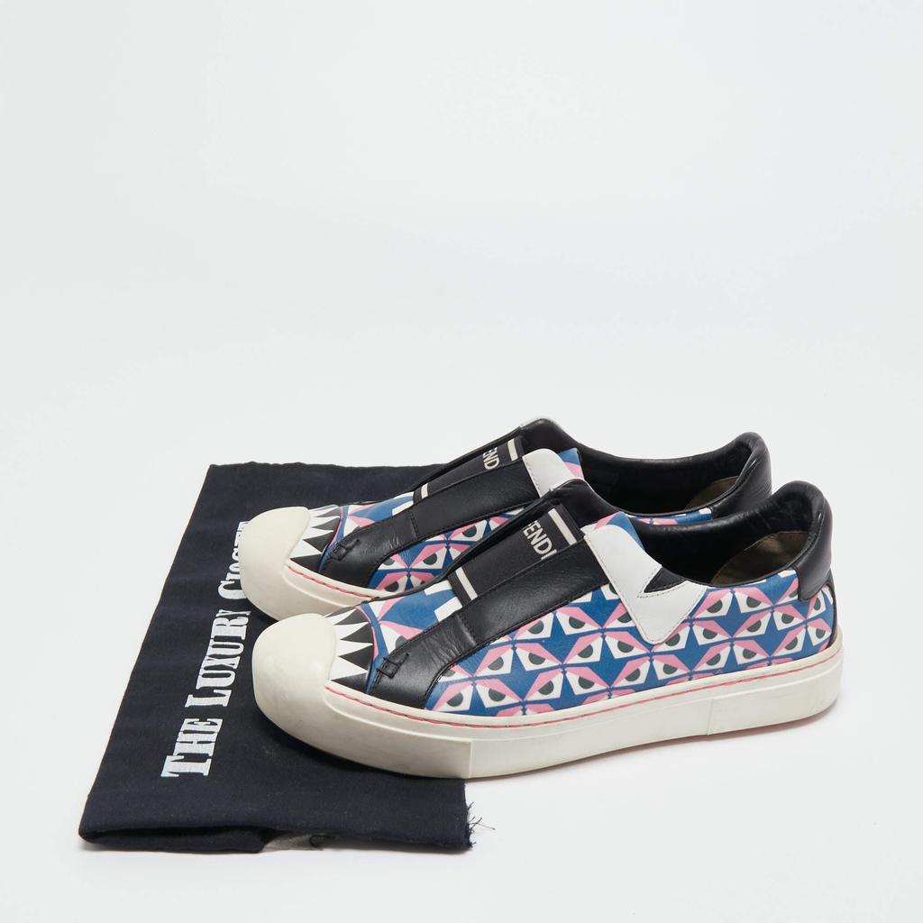 Fendi Multicolor Bug Eye Print Leather Slip On Sneakers Size 38商品第9张图片规格展示