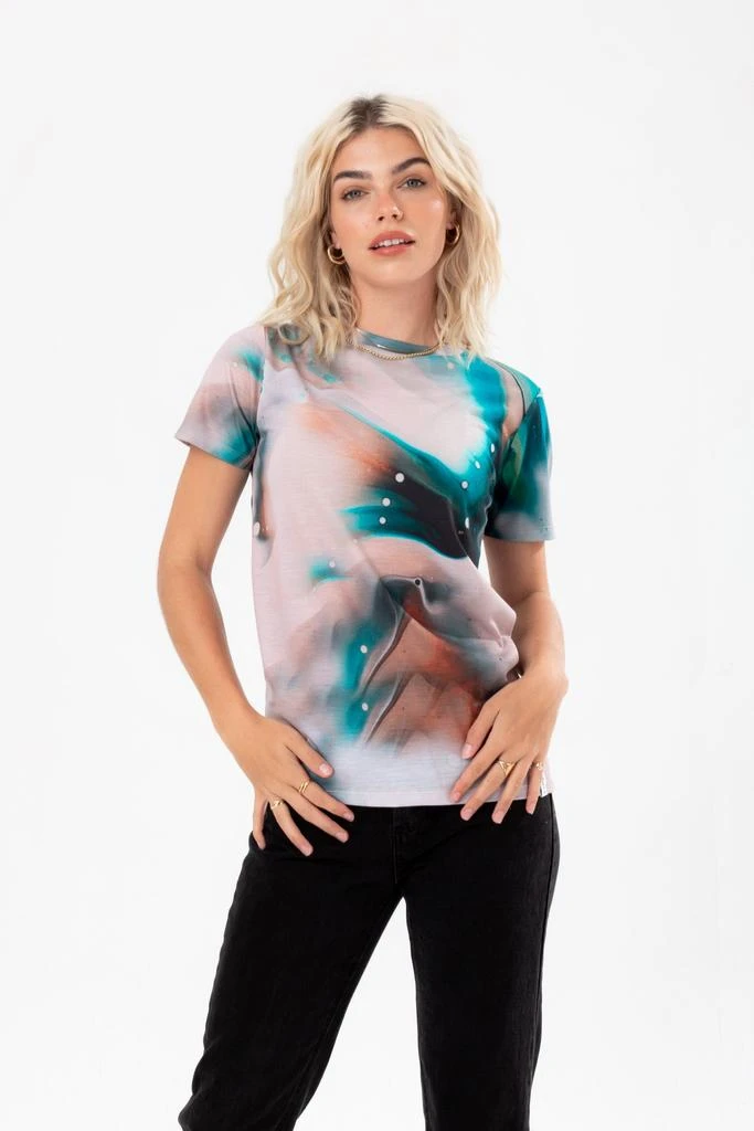 商品HYPE WOMENS|HYPE WOMENS MILK MARBLE JUSTHYPE WOVEN TAB T-SHIRT,价格¥233,第1张图片