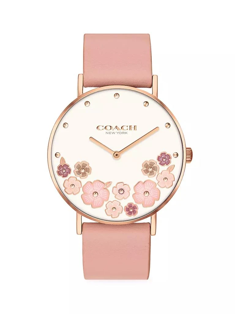 商品Coach|Perry Rose Goldtone Leather Strap Watch,价格¥1317,第1张图片