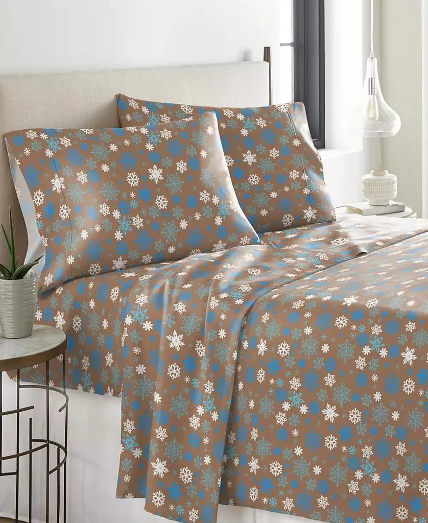 商品Pointehaven|Cocoa Snowflakes Heavy Weight Cotton Flannel Sheet Set,价格¥288,第1张图片