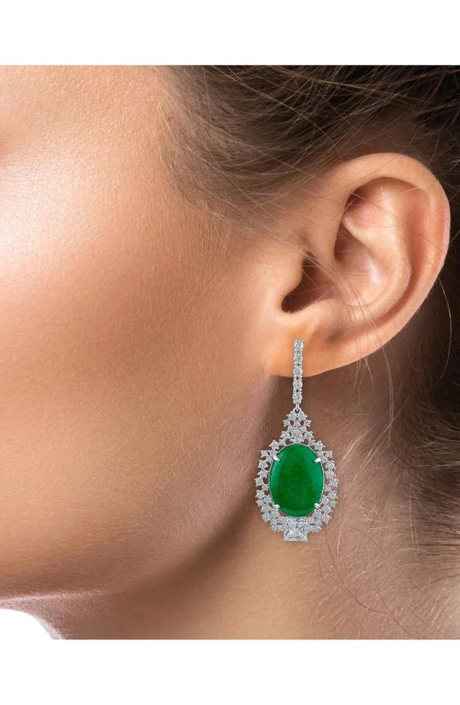 商品Kenneth Jay Lane|Pavé CZ & Oval Jade Drop Earrings,价格¥411,第2张图片详细描述