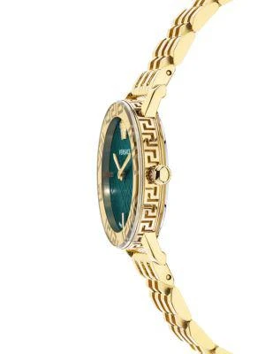 商品Versace|Greca Glass 32MM Goldtone Stainless Steel Bracelet Watch,价格¥6067,第2张图片详细描述