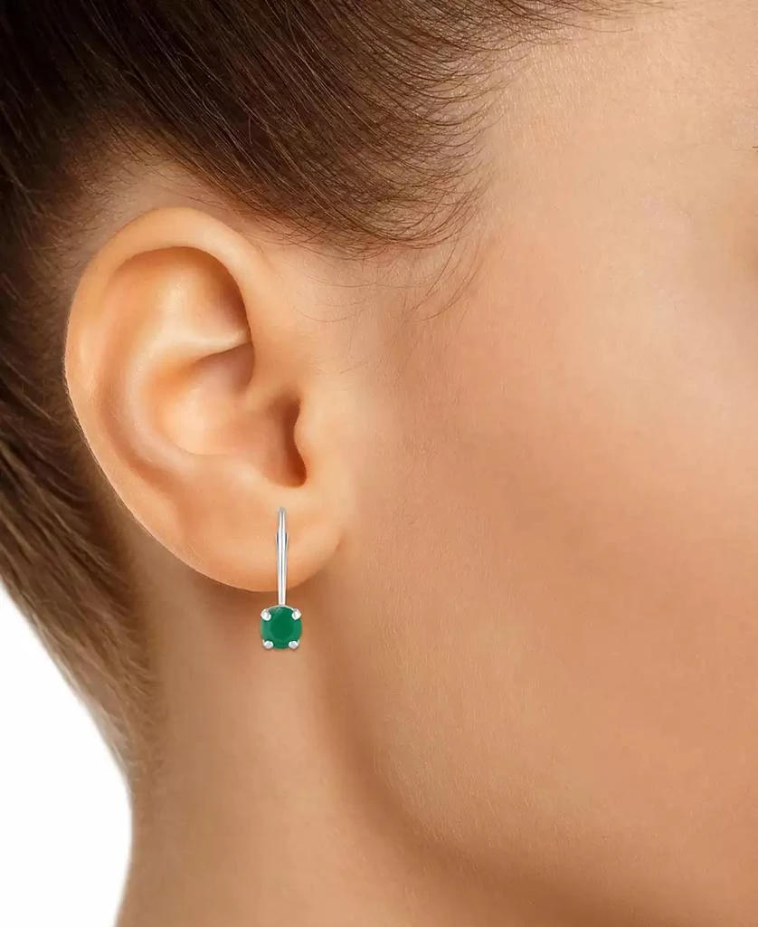 商品Macy's|Emerald Solitaire Leverback Earrings (1/2 ct. t.w.) in 14k White Gold (Also in Ruby, Sapphire, & Tanzanite),价格¥1571,第2张图片详细描述