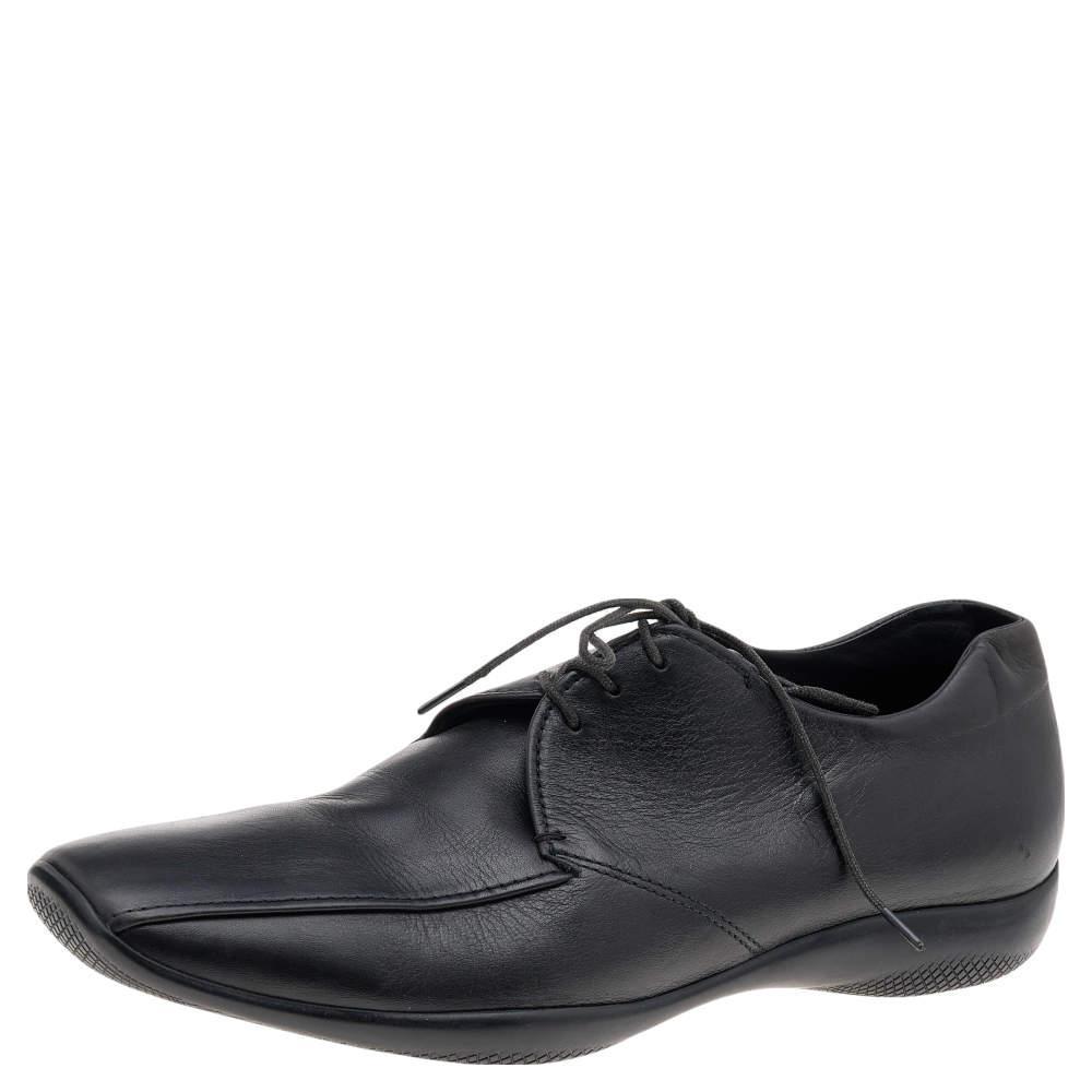 商品[二手商品] Prada|Prada Sport Black Leather Lace Up Derby Size 43.5,价格¥3109,第1张图片