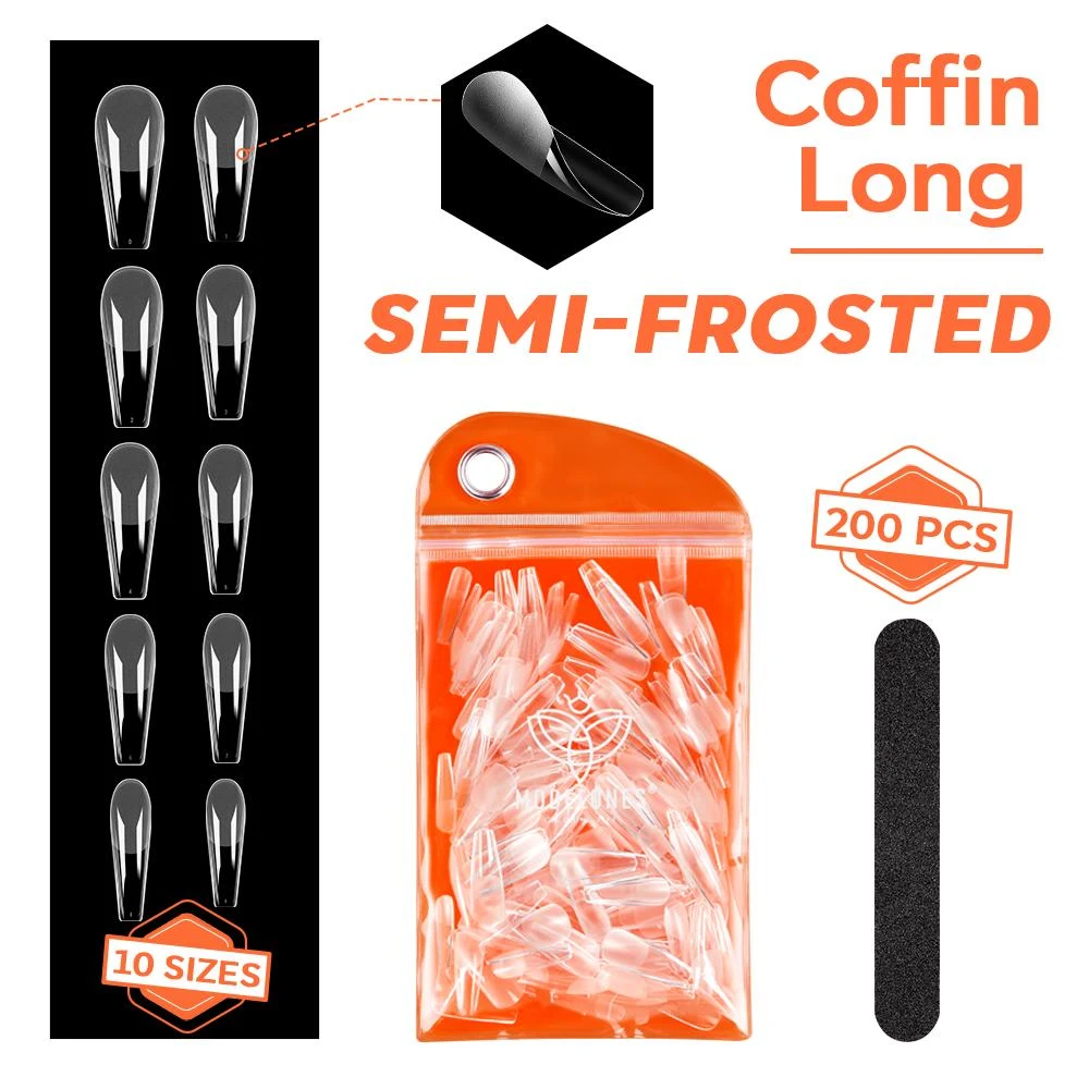 商品[国内直发] MODELONES|200Pcs Semi-Frosted Coffin Full Cover Nail Tips,价格¥75,第1张图片