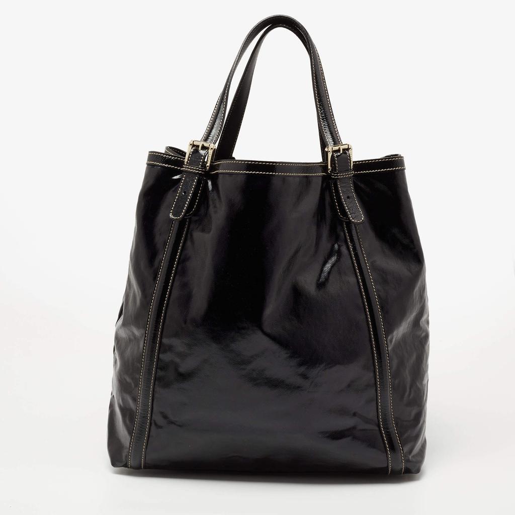 商品[二手商品] Gucci|Gucci Black Coated Fabric Large Dialux Britt Tote,价格¥5410,第6张图片详细描述