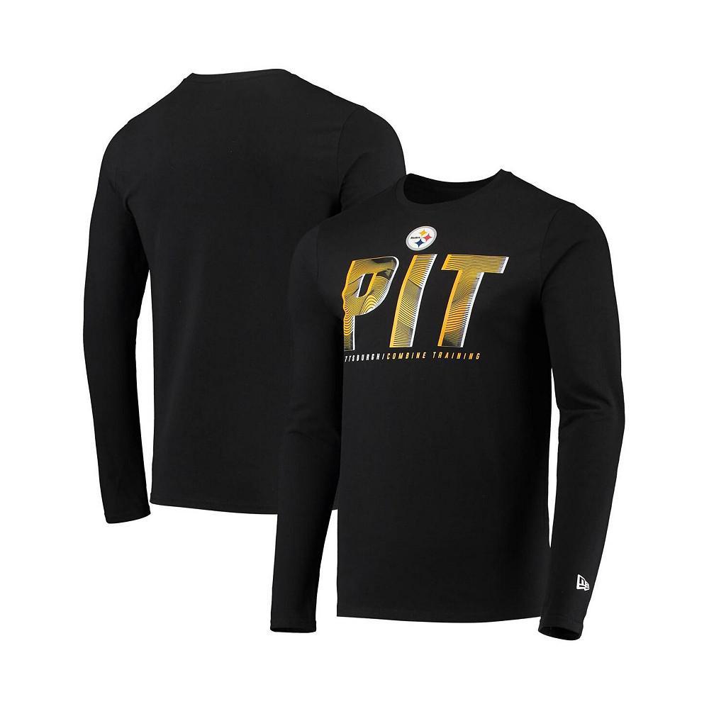 商品New Era|Men's Black Pittsburgh Steelers Combine Authentic Static Abbreviation Long Sleeve T-shirt,价格¥262,第1张图片