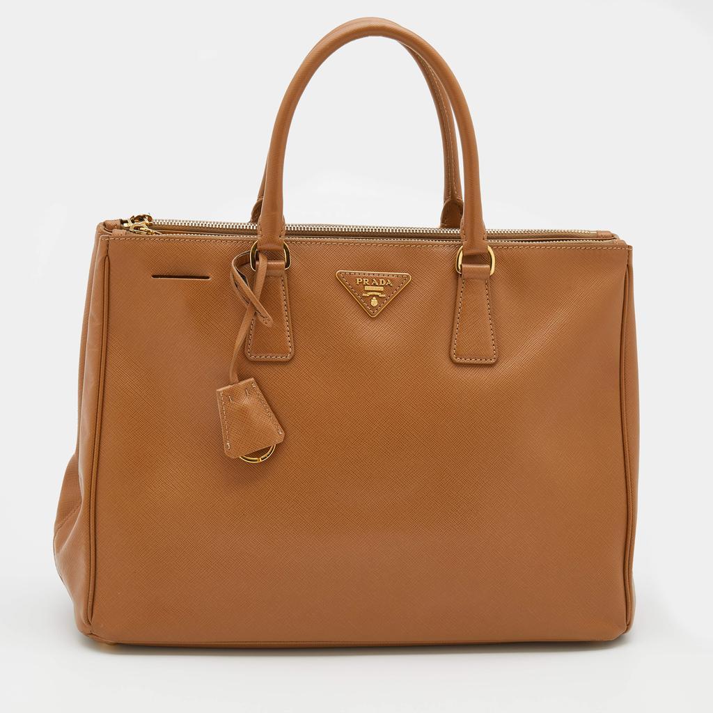 商品[二手商品] Prada|Prada Caramel Brown Saffiano Lux Leather Large Double Zip Tote,价格¥7578,第1张图片