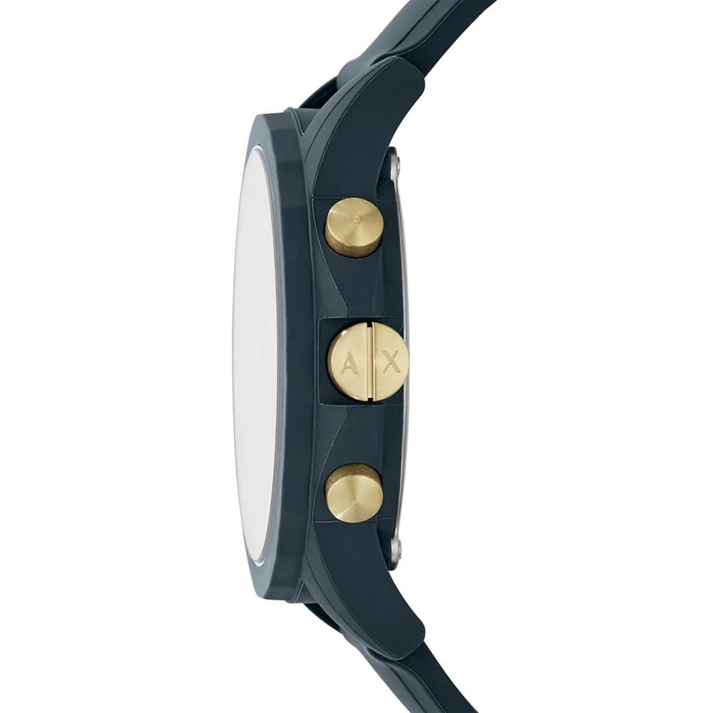 商品Armani Exchange|Men's Chronograph Blue Silicone Strap Watch 47mm,价格¥1055,第2张图片详细描述