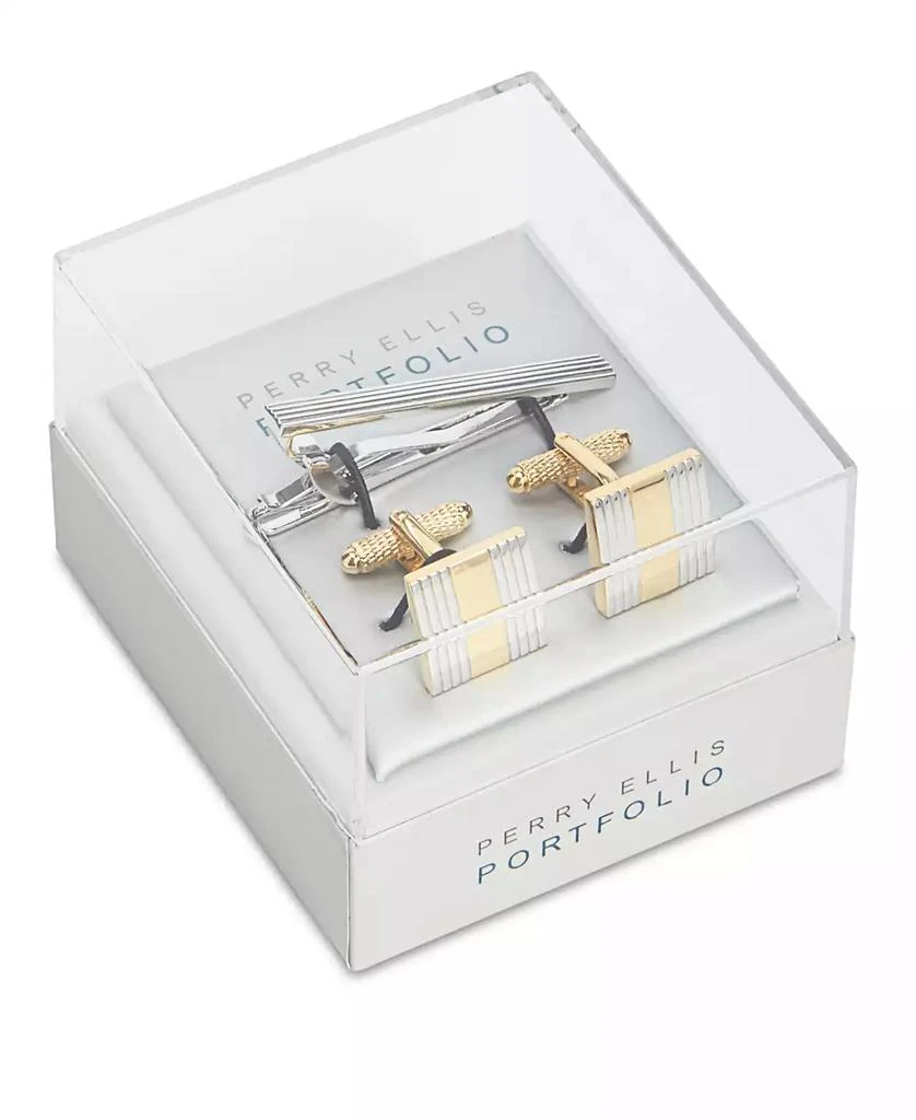 商品Perry Ellis|Perry Ellis Men's Classic Cuff Links & Tie Bar Set,价格¥380,第2张图片详细描述