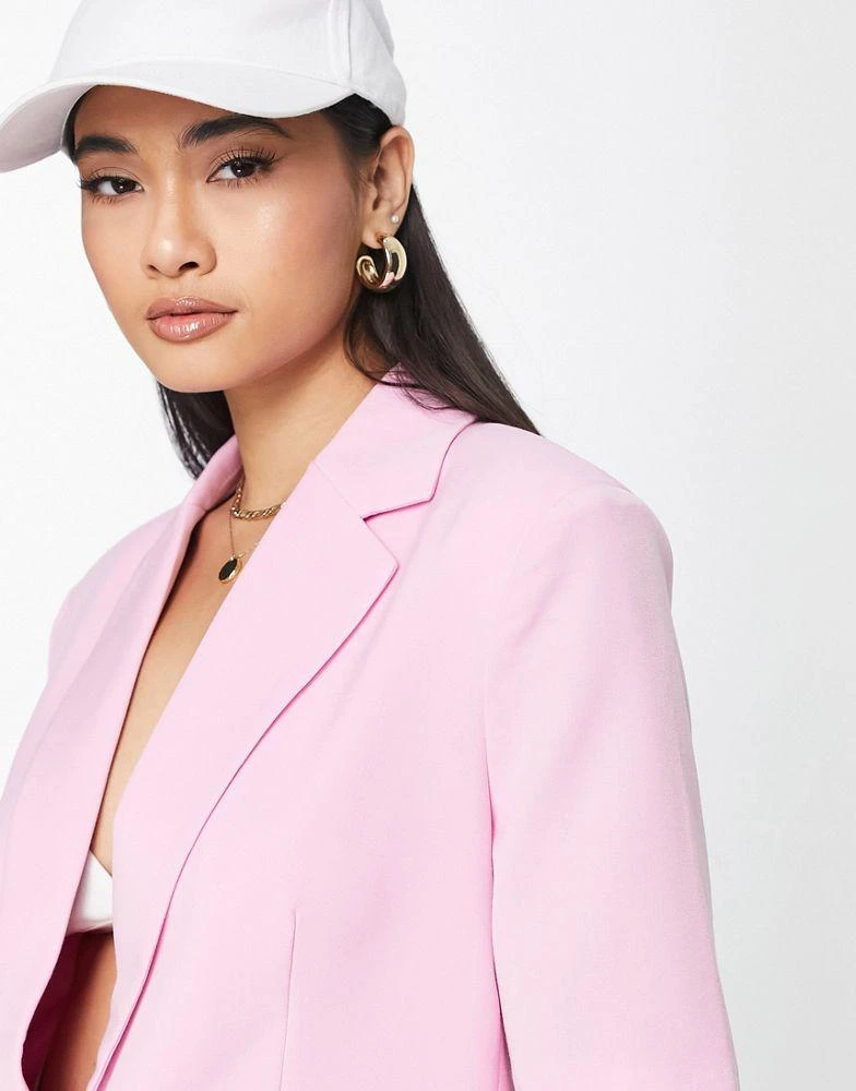 商品VERO MODA|Vero Moda tailored suit blazer with short sleeves in pink,价格¥408,第3张图片详细描述