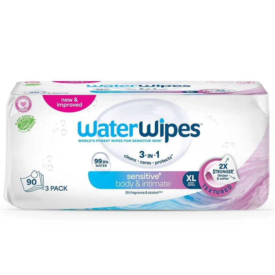 商品WaterWipes|Sensitive+ Body & Intimate, 3-In-1 Cleans, Cares, Protects, 99.9% Water Unscented,价格¥88,第1张图片